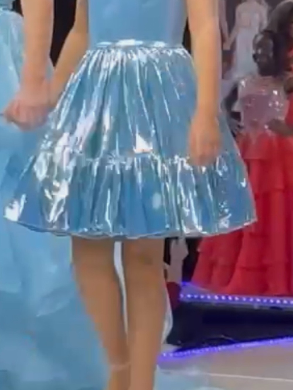 Jovani Shiny Light Blue Iridescent Party Dress